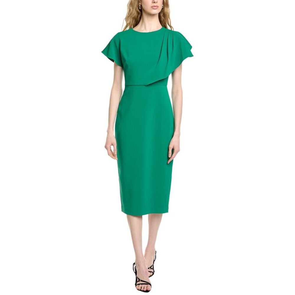 Badgley Mischka Womens  Side Drape Cape Cocktail Dress, Green